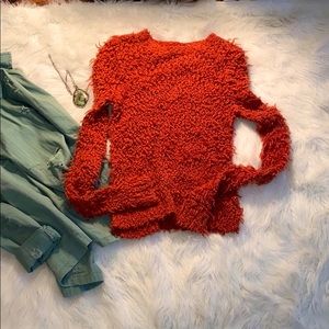 Free People Fuzzy Ginger Orange Sweater
